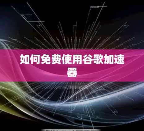 如何免费使用谷歌加速器